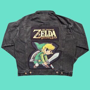 ZELDA / LINK BLACK UPCYCLED H&M DENIM JACKET SIZE S